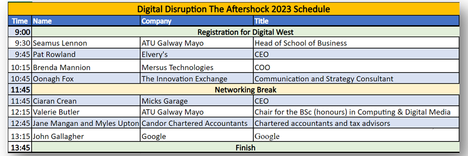 Digital West 2023 schedule