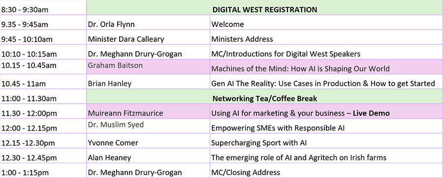 Digital West schedule of speakers 2024